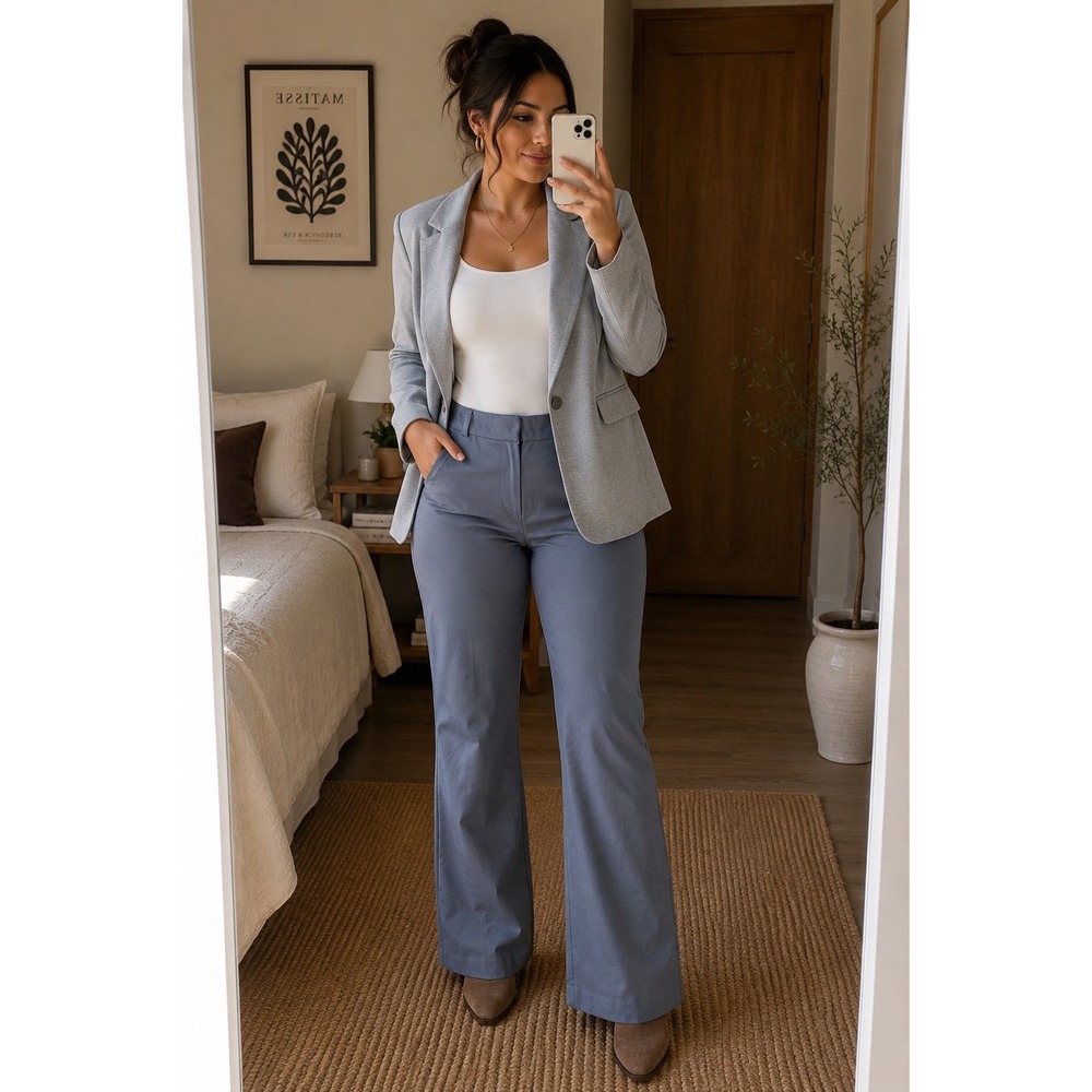 Amanda + Chelsea Womens Blue Stretch Pull On Dress Pants Trousers Size 16